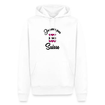 SUISSE. HUMOUR. PAYS. DRAPEAU. GENEVE. LAUSANNE - Sweat à capuche Premium bio Homme - blanc - Devant - Nico (187cm)