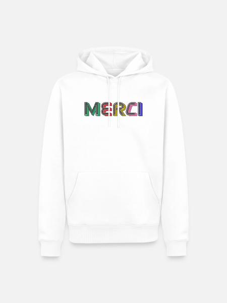 MERCI - Sweat à capuche Premium bio Homme - blanc