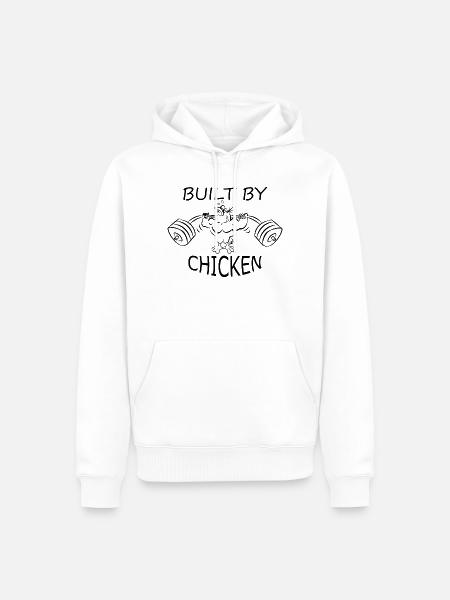 Built by chicken Hantel Fitnesstudio - Männer Premium Bio Hoodie - Weiß