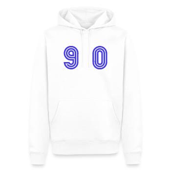 90. 90 ANS. 90e ANNIVERSAIRE. ANNIVERSAIRE 90 ANS. - Sweat à capuche Premium bio Homme - blanc - Devant - Nico (187cm)