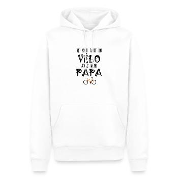 Né pour faire du vélo avec mon papa – Body Bébé - Sweat à capuche Premium bio Homme - blanc - Devant - Nico (187cm)