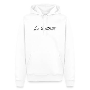 RETRAITE. RETRAITE. RETRAITEE. BONNE RETRAITE - Sweat à capuche Premium bio Homme - blanc - Devant - Nico (187cm)