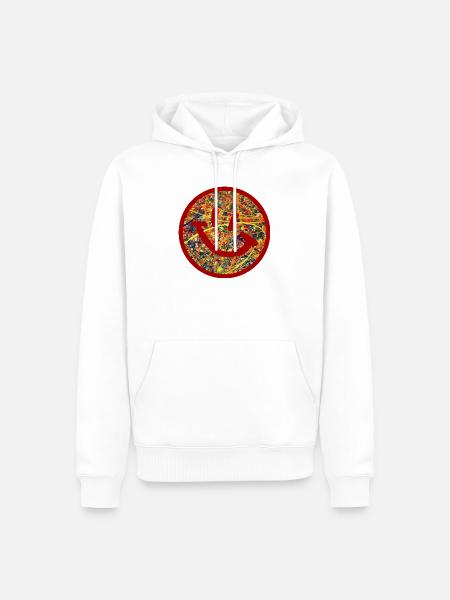 Abstrakter Smiley - Männer Premium Bio Hoodie - Weiß