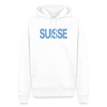 SUISSE. HUMOUR. PAYS. DRAPEAU - Sweat à capuche Premium bio Homme - blanc - Devant - Nico (187cm)