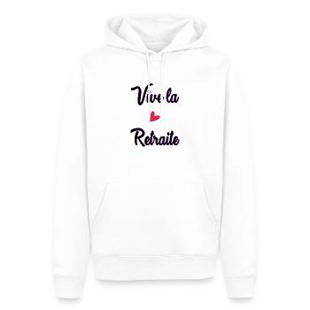 RETRAITE. RETRAITE. RETRAITEE. BONNE RETRAITE - Sweat à capuche Premium bio Homme - blanc - Devant - Nico (187cm)