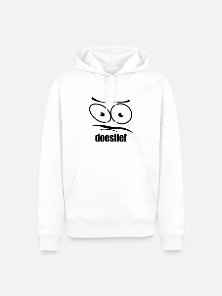 doeslief flehende Augen mit Fragezeichen-Blick - Männer Premium Bio Hoodie - Weiß