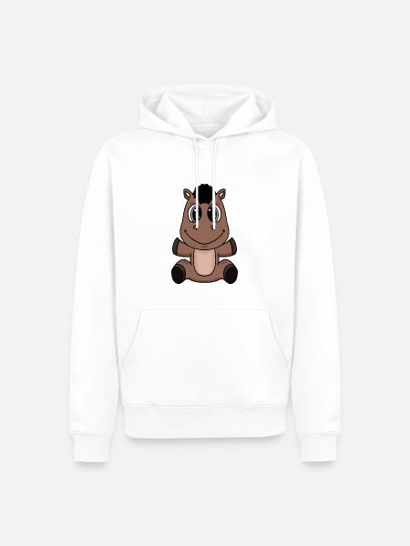 cheval - Sweat à capuche Premium bio Homme - blanc