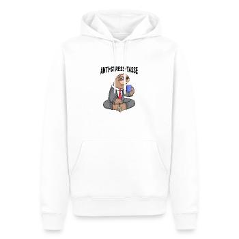 Anti Stress Tasse Faultier Kaffee Büroleben - Männer Premium Bio Hoodie - Weiß - Vorne - Nico (187cm)