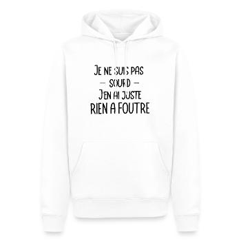 je ne suis pas sourd, j'en ai juste rien a foutre - Sweat à capuche Premium bio Homme - blanc - Devant - Nico (187cm)