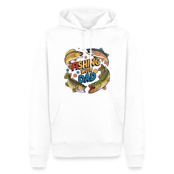 Fishing with dad with colorful fish - Men’s Premium Organic Hoodie - white - Front - Nico (187cm)