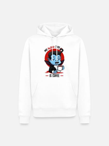 Blutkaffee Vampir Cartoon - Männer Premium Bio Hoodie - Weiß