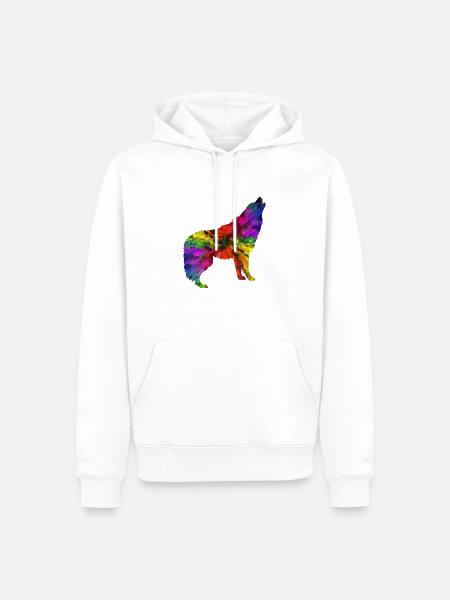 Wolf rainbow - Men’s Premium Organic Hoodie - white