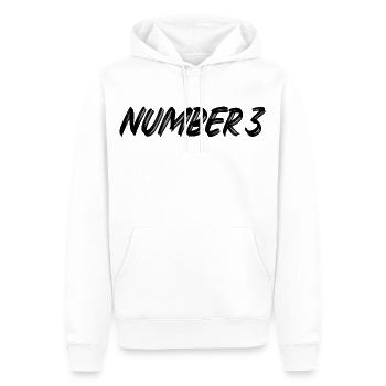 Number 3 - drei - dritter - dritte - 3 - Nummer 3 - Männer Premium Bio Hoodie - Weiß - Vorne - Nico (187cm)