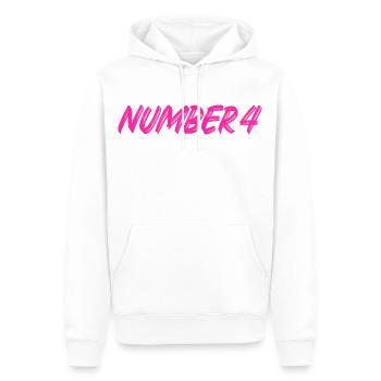 Number 4 - vier - vierter - vierte - 4 - Nummer 4 - Männer Premium Bio Hoodie - Weiß - Vorne - Nico (187cm)