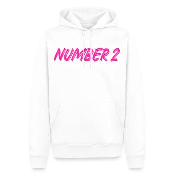 Numéro 2 - deux - deuxième - deuxième - 2 - numéro 2 - Sweat à capuche Premium bio Homme - blanc - Devant - Nico (187cm)