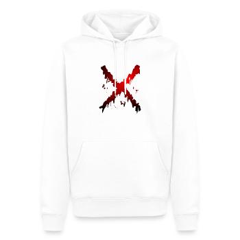 X Desing rot schwarz - Männer Premium Bio Hoodie - Weiß - Vorne - Nico (187cm)