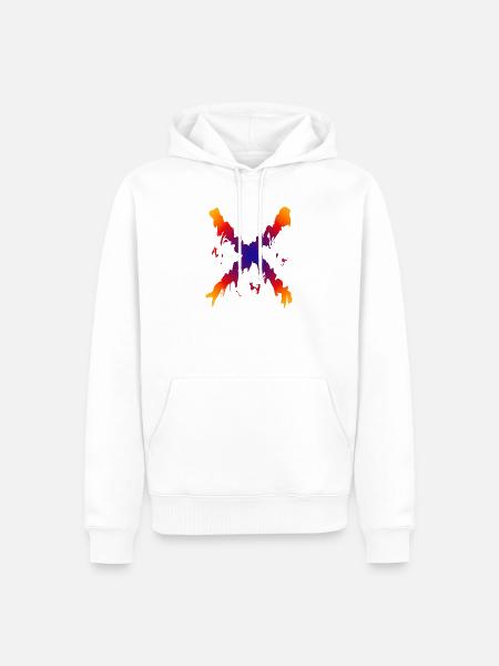 Regenbogen X Farbfluss Muster - Männer Premium Bio Hoodie - Weiß