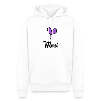 MERCI. MAÎTRESSE. MAÎTRE. MERCI MAÎTRESSE - Sweat à capuche Premium bio Homme - blanc - Devant - Nico (187cm)