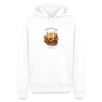 i love u and burger - Männer Premium Bio Hoodie - Weiß - Vorne - Nico (187cm)