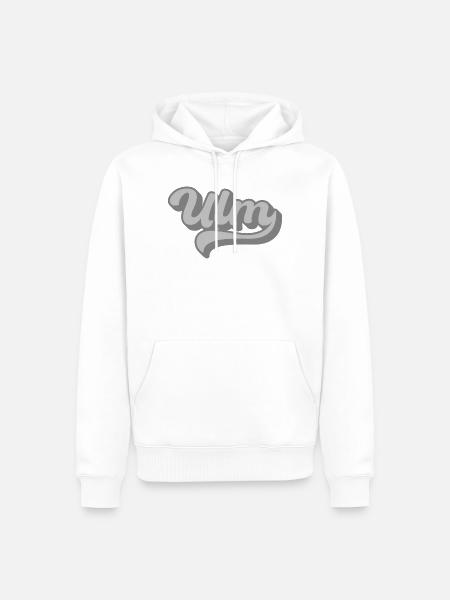 Ulm Schriftzug Logo Grau Vintage - Männer Premium Bio Hoodie - Weiß