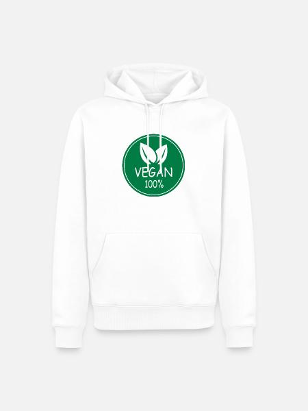 vegan 100% - Männer Premium Bio Hoodie - Weiß