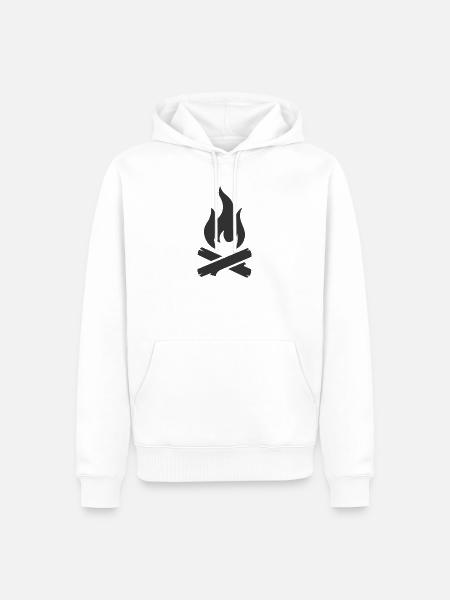 Lagerfeuer-Logo-Symbol - Männer Premium Bio Hoodie - Weiß