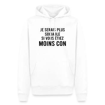 Je serai plus sociable si. - Sweat à capuche Premium bio Homme - blanc - Devant - Nico (187cm)