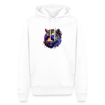 Cooler Retro-Tigerkopf - Männer Premium Bio Hoodie - Weiß - Vorne - Nico (187cm)