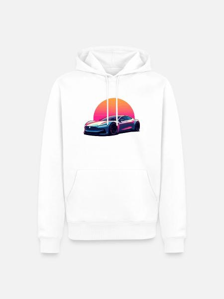 Electric Wave - Men’s Premium Organic Hoodie - white