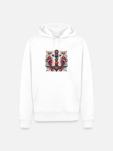 Anchor with heart - Men’s Premium Organic Hoodie - white
