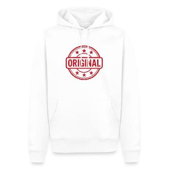 Ursprüngliches Grunge-Gummistempel-Abzeichen-Vektordesign - Männer Premium Bio Hoodie - Weiß - Vorne - Nico (187cm)