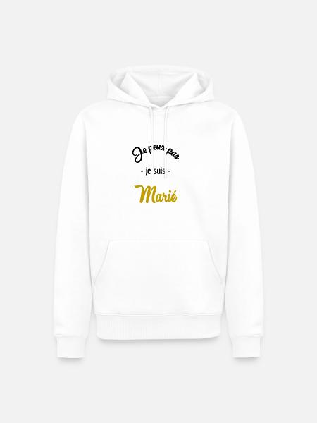 JUST MARRIED. EVJF - Sweat à capuche Premium bio Homme - blanc