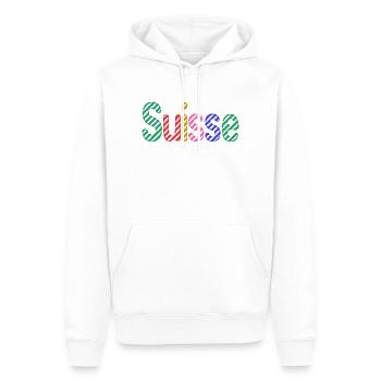 SUISSE. HUMOUR. PAYS. DRAPEAU. GENEVE. LAUSANNE - Sweat à capuche Premium bio Homme - blanc - Devant - Nico (187cm)