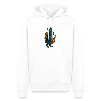 Lapin Bleu avec Saxophone - Sweat à capuche Premium bio Homme - blanc - Devant - Nico (187cm)