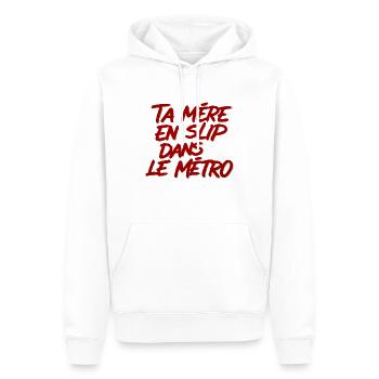 Provocation Métro: Mère en Slip - Sweat à capuche Premium bio Homme - blanc - Devant - Nico (187cm)