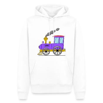 Kinderzug Eisenbahn lila - Männer Premium Bio Hoodie - Weiß - Vorne - Nico (187cm)