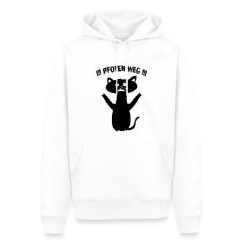 Pfoten Weg! – Schwarze Katze Statement - Männer Premium Bio Hoodie - Weiß - Vorne - Nico (187cm)