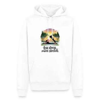 Moins de stress, plus d’étirement - Sweat à capuche Premium bio Homme - blanc - Devant - Nico (187cm)