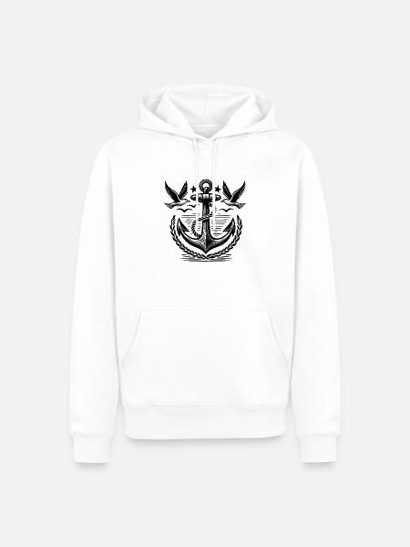Anchor Seagulls Logo - Men’s Premium Organic Hoodie - white