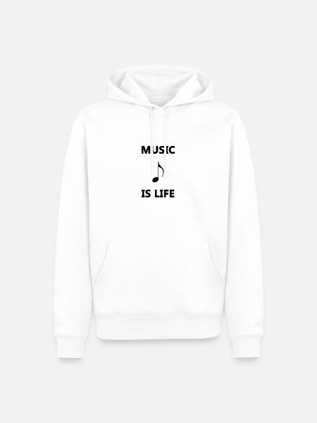 Music is life - Männer Premium Bio Hoodie - Weiß