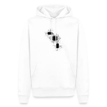 électricien électricien électronique électrique profession tension CPU - Sweat à capuche Premium bio Homme - blanc - Devant - Nico (187cm)