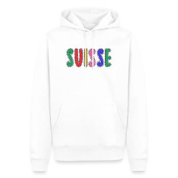 SUISSE. PAYS. GENEVE - Sweat à capuche Premium bio Homme - blanc - Devant - Nico (187cm)
