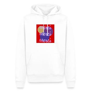 MERCI. MAÎTRESSE. MAÎTRE. MERCI MAÎTRESSE - Sweat à capuche Premium bio Homme - blanc - Devant - Nico (187cm)