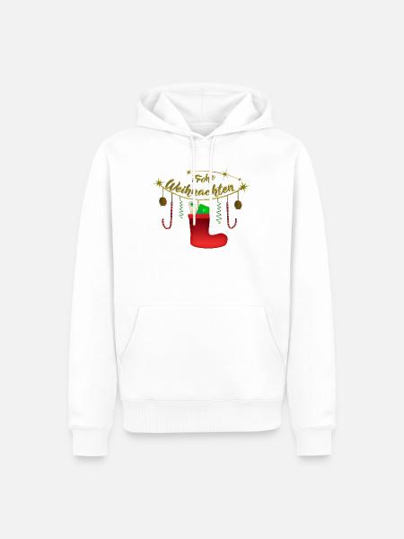 Frohe Weihnachten Candy Nikolausstiefel - Männer Premium Bio Hoodie - Weiß