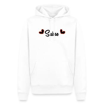 SUISSE. PAYS. GENEVE. SUISSE. HUMOUR. PAYS - Sweat à capuche Premium bio Homme - blanc - Devant - Nico (187cm)
