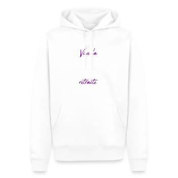 RETRAITE. RETRAITE. RETRAITEE. BONNE RETRAITE - Sweat à capuche Premium bio Homme - blanc - Devant - Nico (187cm)