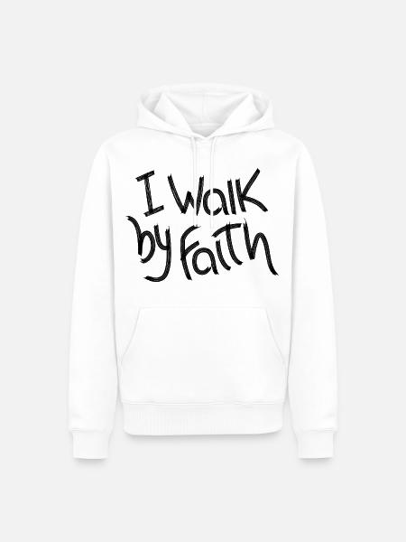 Ich gehe am Glauben vorbei - Männer Premium Bio Hoodie - Weiß
