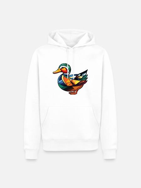 Mandarinenten-bunte Aquarell-Tierkarikatur - Männer Premium Bio Hoodie - Weiß