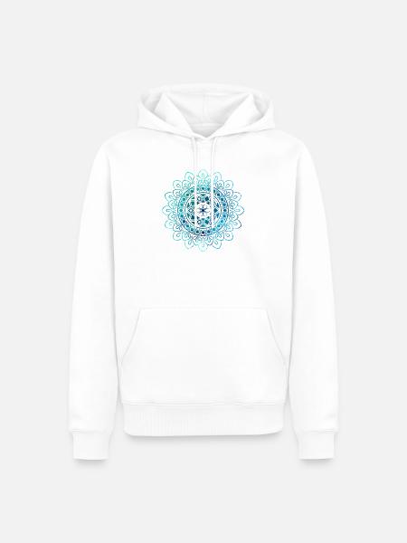 Mandala - Blau - Männer Premium Bio Hoodie - Weiß