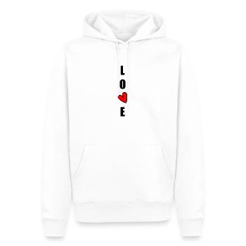 ICH LIEBE DICH. ICH LIEBE DICH. LIEBE. LIEBE. HERZ. - Männer Premium Bio Hoodie - Weiß - Vorne - Nico (187cm)